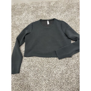 SPANX AirEssentials Relaxed Fit Long Sleeve Top Gray Size Large B1